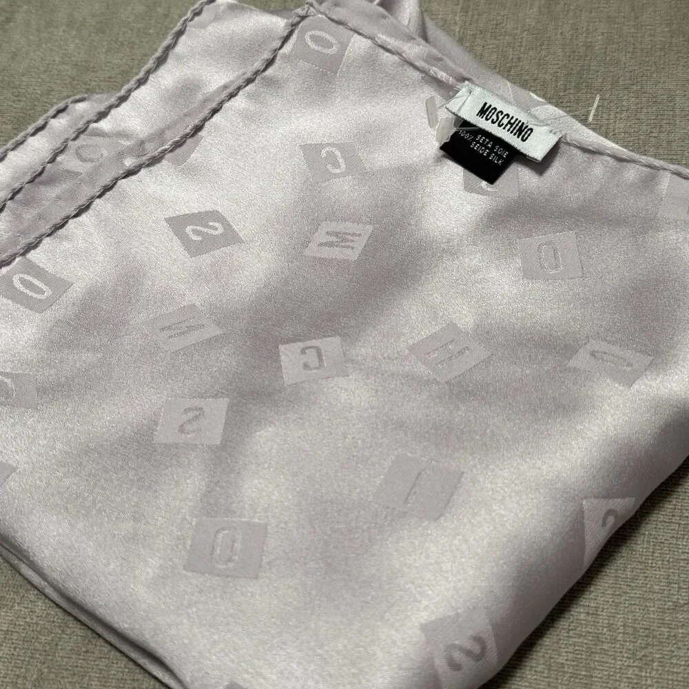 Vintage Moschino Monogram Jacquard Silk Scarf